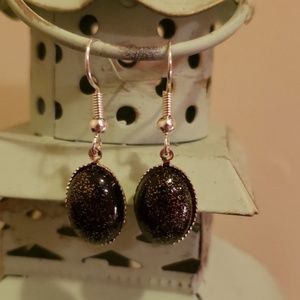 Black sparkle drop earrings
